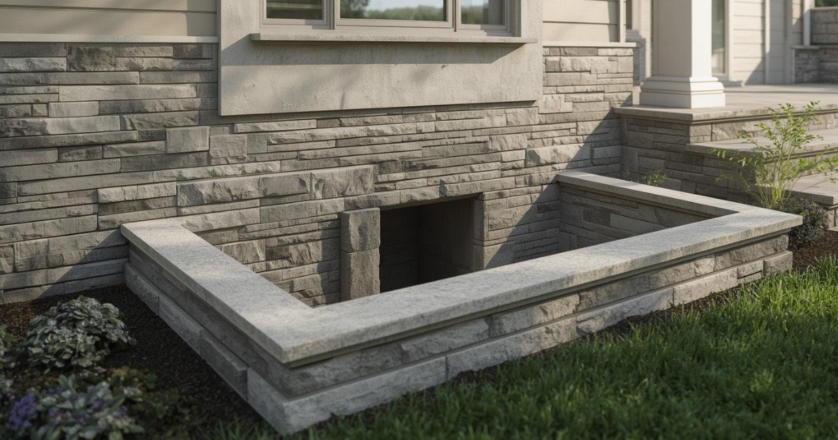 Custom Stone Egress Well with Steps